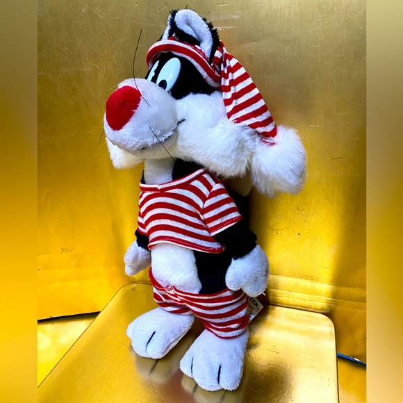 WARNER BROS. LOONEY TUNES VTG 1993 SYLVESTER THE CAT PLUSH 24K WEARING PAJAMA’S - Picture 1 of 15
